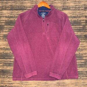 L.L. Bean Quarter Zip  Fleece Pullover Maroon Medium With Chest Pocket